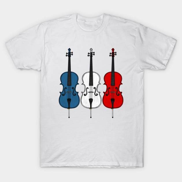 Cello French Flag Cellist String Musician France T-Shirt by doodlerob